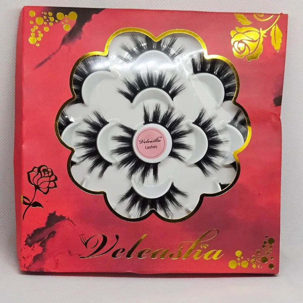 NIB VELEASHA 5D FAUX MINK EYELASHES 7 PAIRS (DUBAI) - Picture 1 of 4